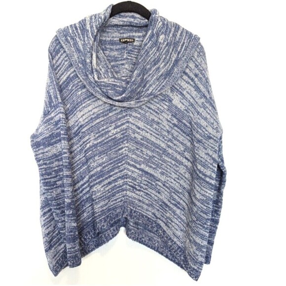 Express Sweater Womens Size M/L Blue Wool Mohair Blend Oversized Cozy Y2K 90s - Picture 2 of 10